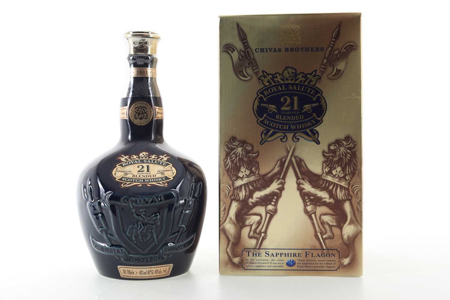 Lot 29 - CHIVAS ROYAL SALUTE 21 YEAR OLD SAPPHIRE DECANTER