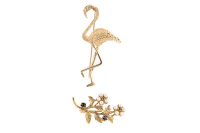 Lot 627 - TWO GOLD BROOCHES
