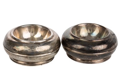 Lot 832 - PAIR GEORGE I IRISH SILVER TRENCHER SALT CELLARS