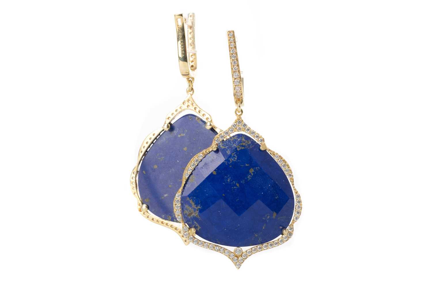 Lot 646 - PAIR OF LAPIS LAZULI EARRINGS