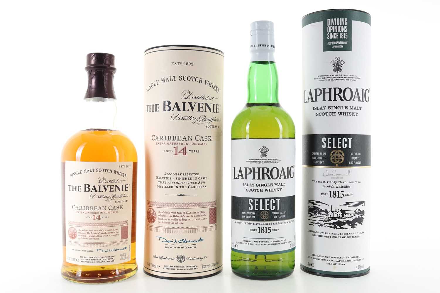 Lot 59 - BALVENIE 14 YEAR OLD CARIBBEAN CASK AND LAPHROAIG SELECT