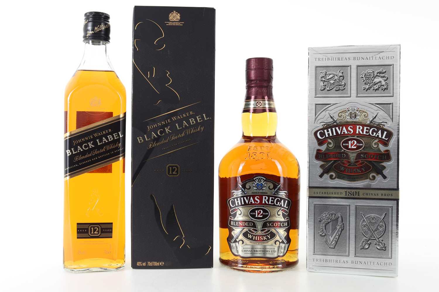 Lot 63 - JOHNNIE WALKER 12 YEAR OLD BLACK LABEL AND CHIVAS REGAL 12 YEAR OLD