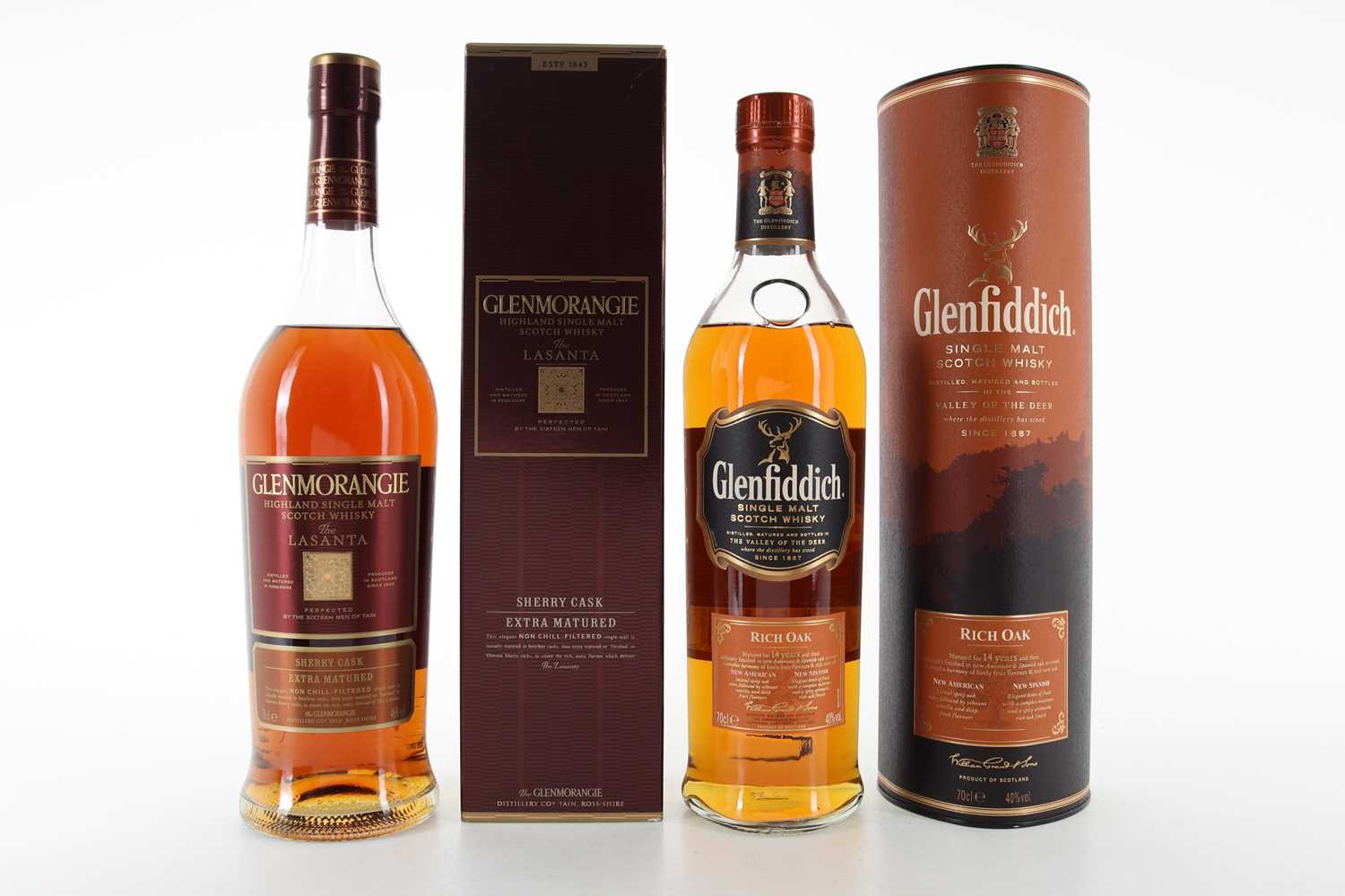 Lot 91 - GLENMORANGIE LASANTA AND GLENFIDDICH 14 YEAR OLD RICH OAK