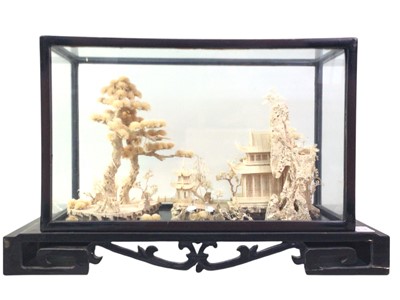 Lot 637 - THREE CHINESE CORK WORK DISPLAYS