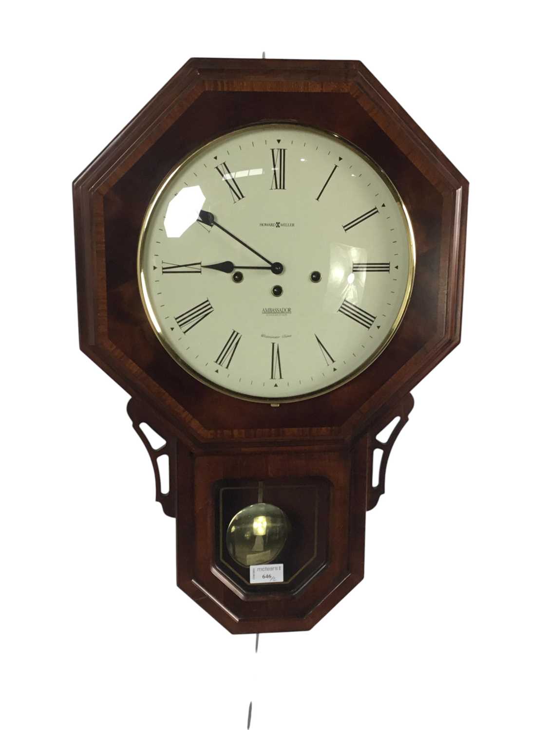 Lot 646 - HOWARD MILLER AMBASSADOR MAHOGANY 8 DAY WALL CLOCK