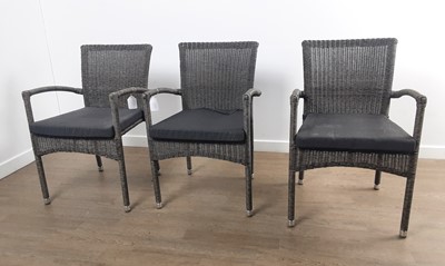 Lot 148 - ALEXANDER ROSE RATTAN STYLE GARDEN TABLE AND CHAIRS