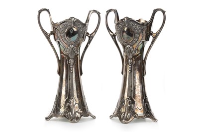 Lot 406 - PAIR OF WMF SILVER PLATED VASES