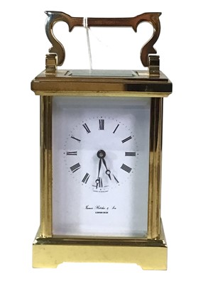 Lot 14 - BRASS CARRIAGE CLOCK