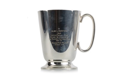Lot 1755 - ALAN L. MORTON, RANGERS F.C., PRESENTATION SILVER PLATED TANKARD