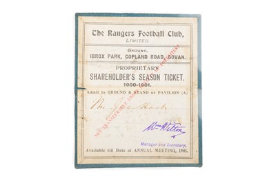 Lot 1757 - AN EARLY & RARE RANGERS F.C. MEMBER'S SEASON TICKET