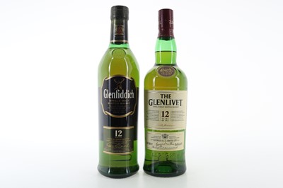 Lot 131 - GLENLIVET 12 YEAR OLD AND GLENFIDDICH 12 YEAR OLD