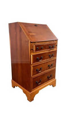 Lot 130 - REPRODUCTION YEW WOOD WRITING BUREAU