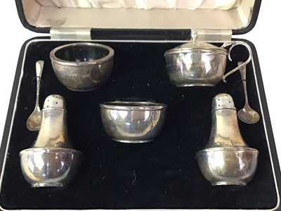 Lot 160 - SILVER FIVE PIECE CRUET SET