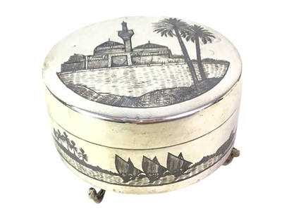 Lot 166 - NIELLO SILVER CIRCULAR TRINKET BOX