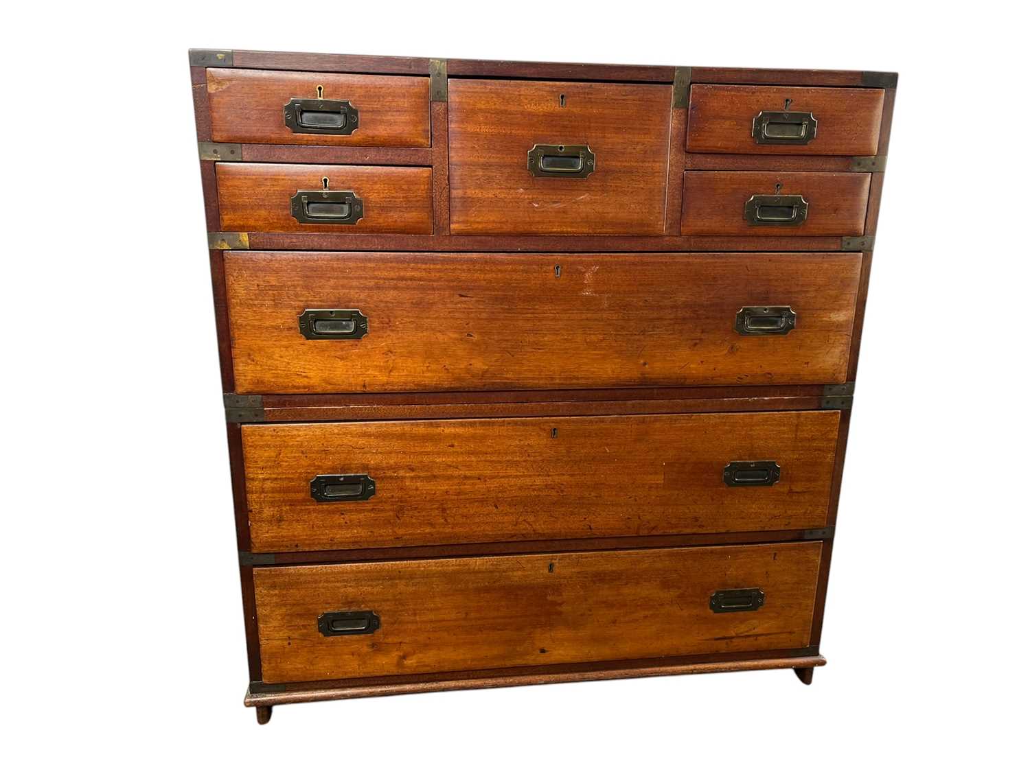 Lot 1335 - MAHOGANY CAMPAIGN CHEST