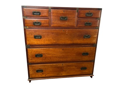 Lot 1335 - MAHOGANY CAMPAIGN CHEST