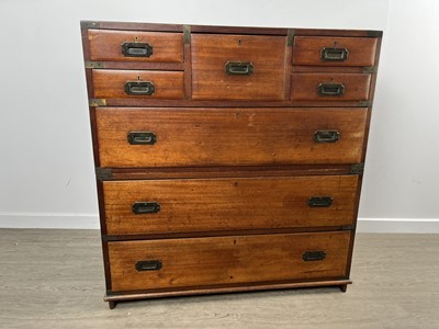 Lot 1335 - MAHOGANY CAMPAIGN CHEST