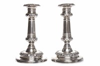 Lot 435 - PAIR OF GEORGE IV SILVER CANDLESTICKS maker...