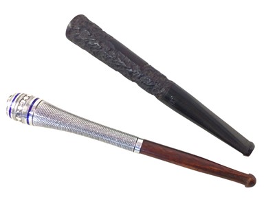 Lot 45 - SILVER AND ENAMEL CIGARETTE HOLDER