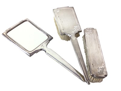 Lot 82 - THREE PIECE SILVER DRESSING TABLE SET