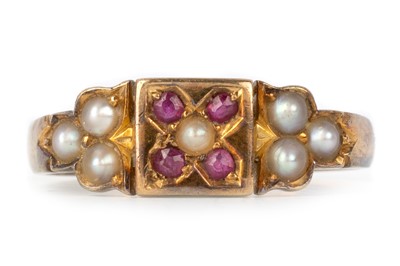 Lot 434 - VICTORIAN RUBY AND SEED PEARL RING