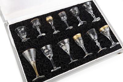 Lot 1357 - ASSORTED SET OF TWELVE MOSER LIQUEUR GLASSES