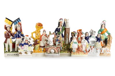 Lot 1368 - COLLECTION OF STAFFORDSHIRE FLATBACK FIGURES