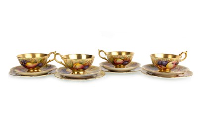 Lot 1361 - NANCY BRUNT FOR AYNSLEY, FOUR HAND PAINTED TRIO SETS
