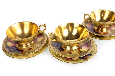 Lot 1361 - NANCY BRUNT FOR AYNSLEY, FOUR HAND PAINTED TRIO SETS