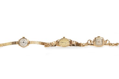 Lot 814 - THREE NINE CARAT GOLD WRIST WATCHES