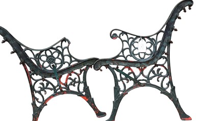 Lot 413 - TWO PAIRS OF CAST IRON BENCH ENDS