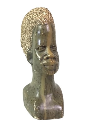 Lot 364 - STONE CARVING OF AN AFRICAN BUST