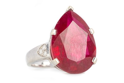 Lot 486 - SYNTHETIC RUBY AND DIAMOND RING