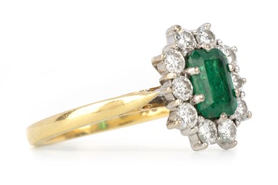 Lot 490 - EMERALD AND DIAMOND CLUSTER RING