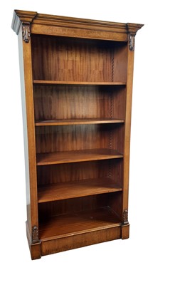 Lot 512 - REPRODUCTION WALNUT OPEN BOOKCASE