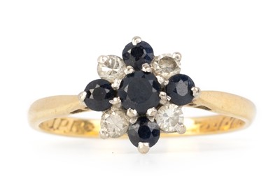 Lot 509 - SAPPHIRE AND DIAMOND CLUSTER RING