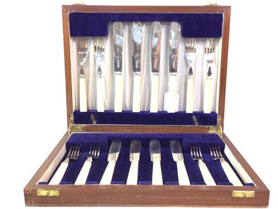 Lot 587 - GEORGE VI SET OF BONE HANDLED SILVER FISH KNIVES AND FORKS