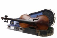 Lot 1062 - VIOLIN BY FRANZ HELL along with a bow and case,...