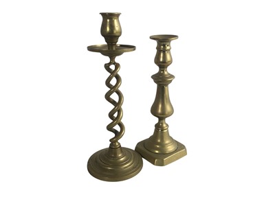 Lot 450 - GROUP OF BRASS CANDLESTICKS