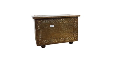 Lot 451 - BRASS COAL BOX WITH CELTIC KNOT DESIGN