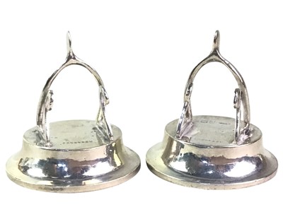 Lot 608 - THREE SILVER 'WISHBONE' MENU HOLDERS
