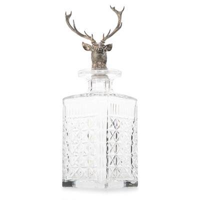 Lot 1297 - EDINBURGH CRYSTAL AND SILVER STAG'S HEAD DECANTER
