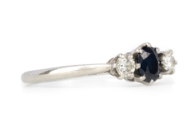 Lot 504 - SAPPHIRE AND DIAMOND THREE STONE RING