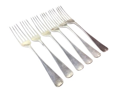 Lot 653 - GROUP OF SIX SILVER FORKS