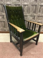 Lot 1215 - ART & CRAFTS OAK ARM CHAIR in the manner of...