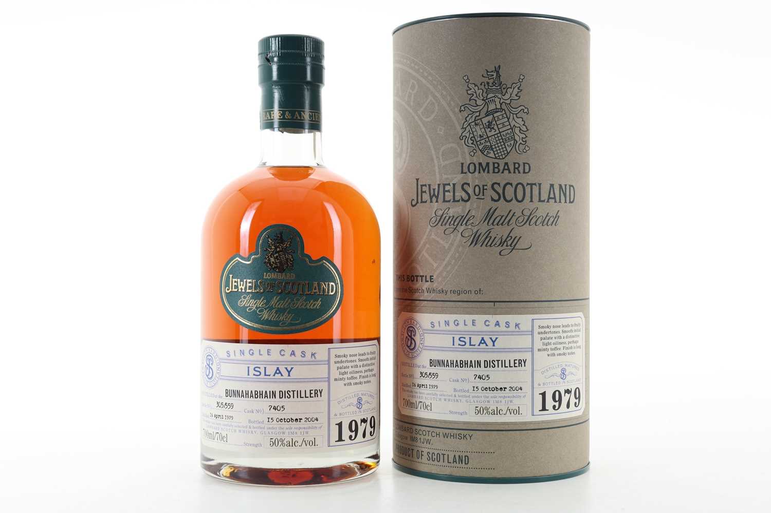 Lot 8 - **BUNNAHABHAIN 1979 25 YEAR OLD LOMBARD JEWELS OF SCOTLAND