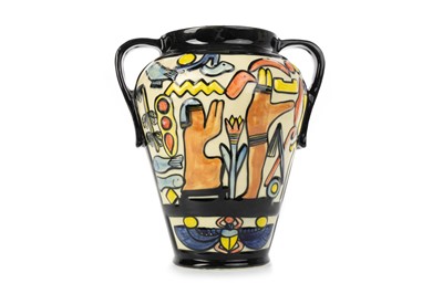 Lot 410 - CROWN DUCAL TWIN HANDLED VASE