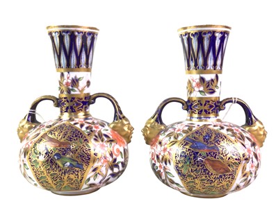 Lot 679 - PAIR OF ROYAL DERBY VASES
