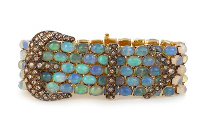 Lot 727 - OPAL AND DIAMOND BRACELET