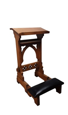 Lot 1377 - OAK GOTHIC STYLE PRAYER STAND